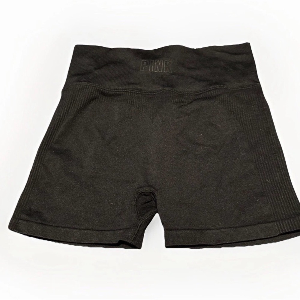 PINK Active VS High Waist Black Bike Shorts with inside pocket-EUC- Small/Petite
